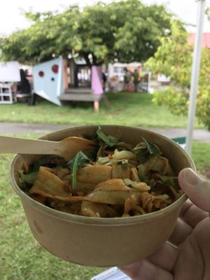 Handmade noodles from Two Lazy Bears Bang Bang Noodles  at Vegan Night Market in Christchurch