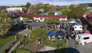 crowd at first market - October 12, 2019 at Vegan Night Market in Christchurch