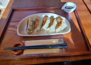 Gyozas at Hitokokyu in Tokyo