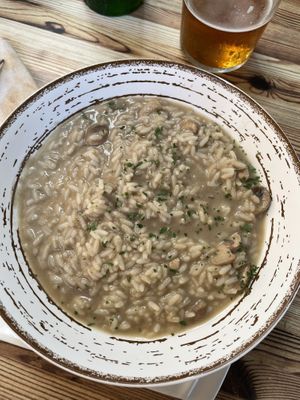 Arroz caldoso de champis vegano at Labarra Taberna in Zumaia