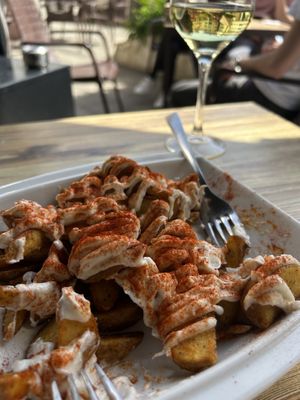 Potatoes with garlic mayo  at Labarra Taberna in Zumaia