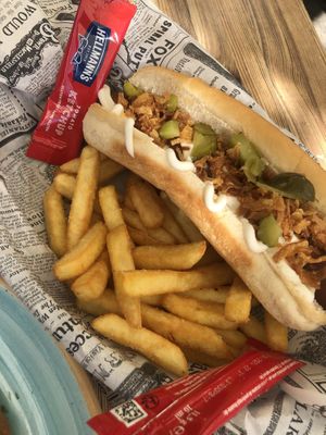 Hotdog was quite alright thought I found the sausage a bit soft if eaten by itself  at Labarra Taberna in Zumaia