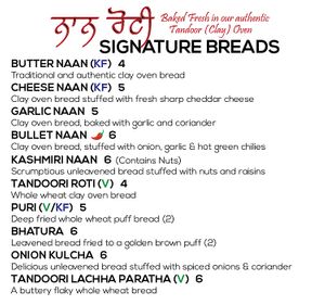 Aman's Signature Breads at Aman's Artisan Indian Cuisine in Easton
