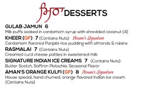 Dessert at Aman's Artisan Indian Cuisine in Easton