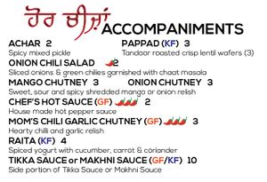 Accompaniments at Aman's Artisan Indian Cuisine in Easton