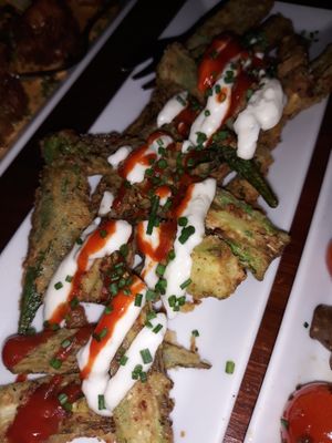 Fiery okra chips with vegan aioli OMG  at Relish in Ibiza