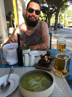 Smokey tofu with eggplant tapas and ravioli soup at Istrian in Portoroz