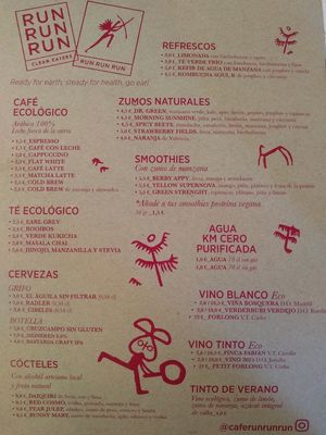 Carta de bebidas at Run Run Run in Madrid