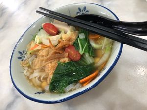 Kway Teow soup at 729 Vegan in North Singapore