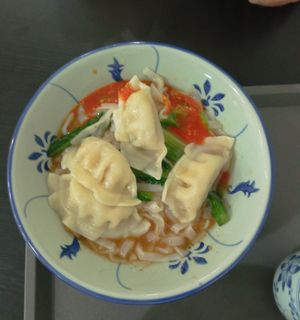 Dry dumping kway teow (not really dry but yummy) at 729 Vegan in North Singapore