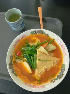 Tom yam soup with kway teow 👍 at 729 Vegan in North Singapore