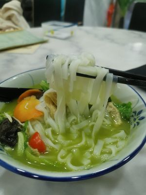 Green green kway tiao soup at 729 Vegan in North Singapore