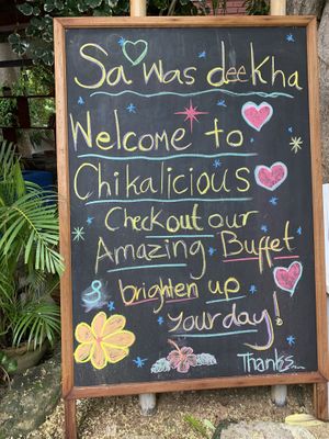 Sign outside at Chikalicious in Koh Phangan