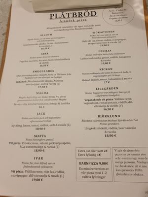 Menu at Niska in Helsinki