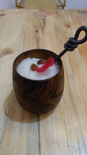 Plant-based milk and rice desert locally called Payash  at Ubuntu Eat in Kolkata