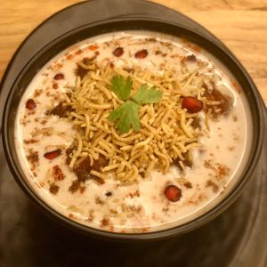 Sahi Vada - lentil dumplings in curd (all vegan, of course)! at Ubuntu Eat in Kolkata