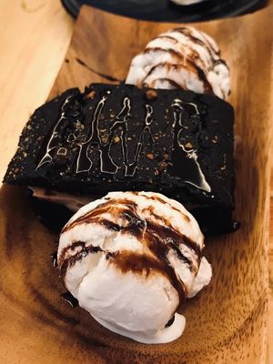 Brownie with Vanilla Nicecream at Ubuntu Eat in Kolkata