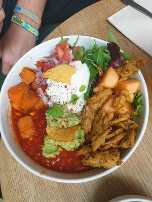 Planted chicken sweet potato chili at Nude Food in Augsburg