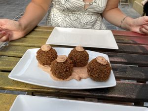 Vegan croquettes   at La Batisfera Cafeteria in Valencia