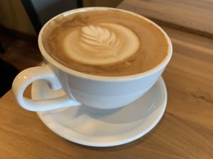 Oat milk latte! at The Inkwell Bakery & Cafe in Bloomington