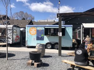 Pretty color on the food wagon. Super sweet people inside.  at Lively Up Yourself - Food Truck in Bend