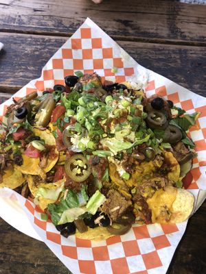 The BEST vegan nachos EVER!!!  at Lively Up Yourself - Food Truck in Bend