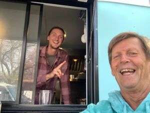 Elliot and Don (2Vegans2Wheels) at Lively Up Yourself - Food Truck in Bend