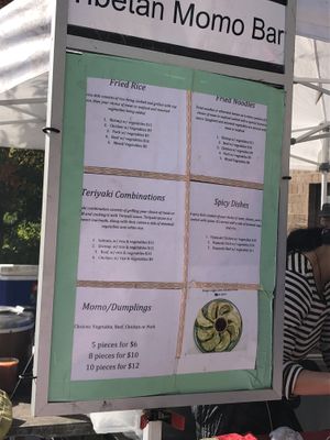 Menu at Cornell’s farmers market  at Tibetan Momo Bar in Ithaca