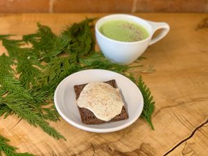 Vegan Hot Chocolate pop tart and Vegan Peppermint Matcha Latte at The Refinery in Newburgh