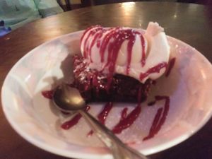 Vegan brownie a la mode. at The Cup Coffeehouse in Wantagh