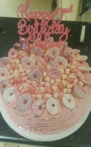 Pretty in pink birthday cake at Jaynes Vegan Bakes in Wokingham