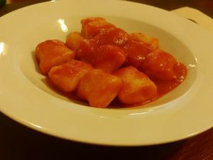 Gnocchi with tomato sauce (main course of 2 course menu) at Brera in Barcelona