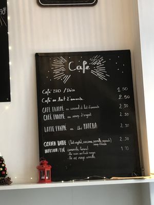 Café menu  at 2VB  in Perpignan
