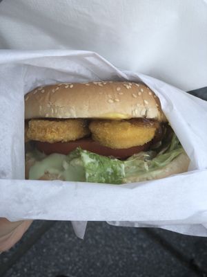 Cheese nugget burger  at OMG in SKG in Thessaloniki