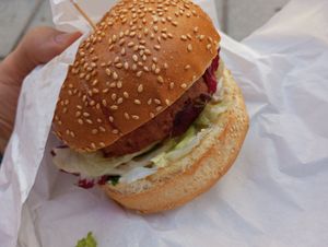 Soy burger 🍔! at OMG in SKG in Thessaloniki