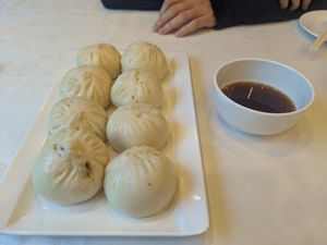 Bao buns at Gongdelin Vegetarian Restaurant in Beijing