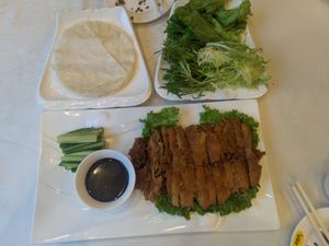 Beijing duck at Gongdelin Vegetarian Restaurant in Beijing