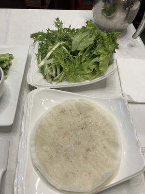 wrappers that comes with the duck   at Gongdelin Vegetarian Restaurant in Beijing