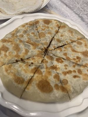 Stuffed bread at Gongdelin Vegetarian Restaurant in Beijing