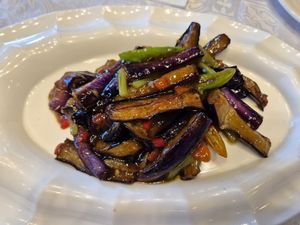 Eggplant at Gongdelin Vegetarian Restaurant in Beijing