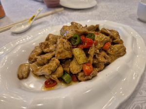 'Chicken' and chilli at Gongdelin Vegetarian Restaurant in Beijing