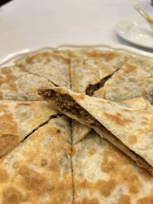 Meat pie on the inside   at Gongdelin Vegetarian Restaurant in Beijing