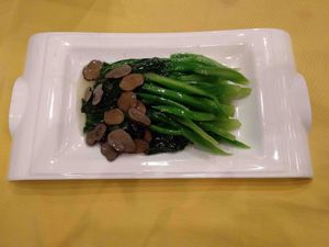 Broccoli and Truffle dish at Gongdelin at Gongdelin Vegetarian Restaurant in Beijing