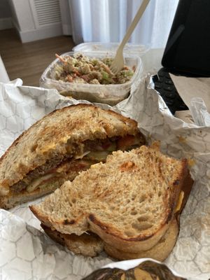 Crisco Melt w/ potato salad  at Farmacy Vegan Kitchen Channel District in Tampa