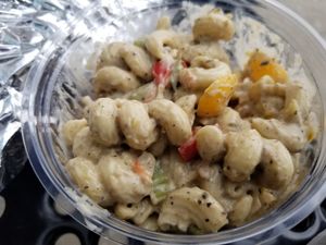 Jerk pasta salad at Farmacy Vegan Kitchen Channel District in Tampa