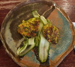 Zucchini fritters at Tendril in London