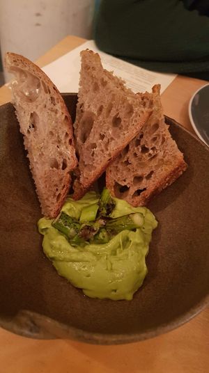 Avocado and asparagus at Tendril in London