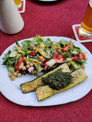 Grilled zucchini - the only good option (order potatoes on the side) at Restaurant Am Stadtpark in Bad Schandau