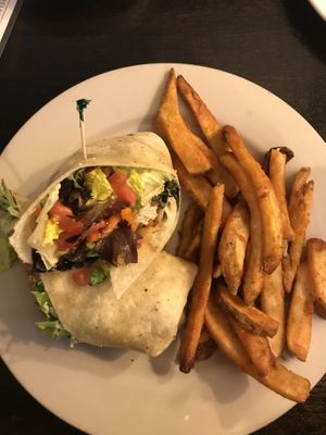 Vegan Fried Chicken Wrap  at Front Street Brewery in Wilmington