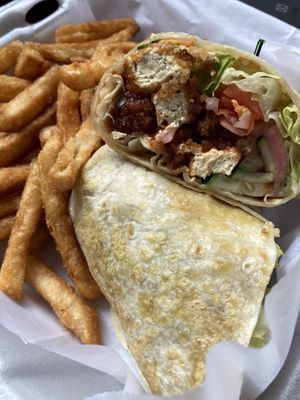 Vegan Chick’n wrap   at Front Street Brewery in Wilmington